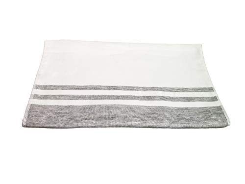 IPPINKA Senshu Japanisches Handtuch, ultraweich, schnelltrocknend, zweifarbige Endstreifen, Grau (Handtuch) von IPPINKA