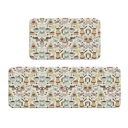 Coffee and Sweets Sugar Chocolate Print Wide Kitchen Mats for Floor Kitchen Floor Mat 2 Sets Comfortable Standing Mats Home Coffee and Sweets Sugar Chocolate Print Wide Kitchen Mats for Floor Kitchen Floor Mat 2 Sets Comfortable Standing Mats Home von IPPONGET