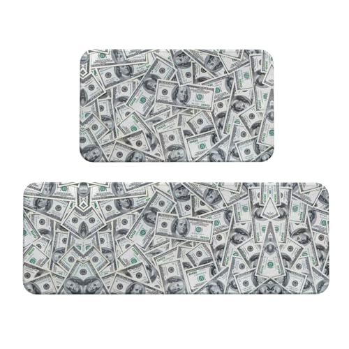 Funny Dollar Money Print Wide Kitchen Mats for Floor Kitchen Floor Mat 2 Sets Comfortable Standing Mats Home von IPPONGET