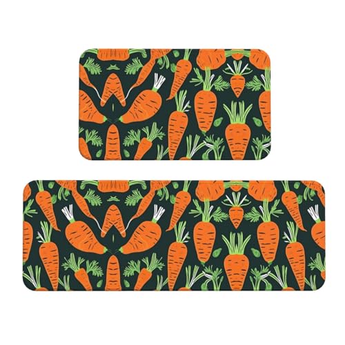 Happy Carrot Nahtloses Muster Druck Breite Küchenmatten für Boden Küche Bodenmatte 2 Sets Bequeme Stehmatten Zuhause von IPPONGET