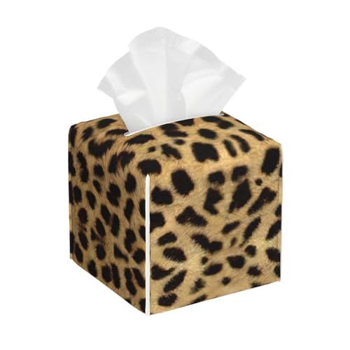 Taschentuchbox-Abdeckung, Leopardenmuster, wasserdicht, quadratisch, PVC, für Zuhause, Badezimmer, Küche, Büro, dekorativ Taschentuchbox-Abdeckung, Leopardenmuster, wasserdicht, quadratisch, PVC, für Zuhause, Badezimmer, Küche, Büro, dekorativ von IPPONGET