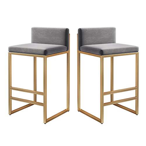 Barhocker 2er Set, Modern Gepolstert Barstuhl mit Rückenlehne und Fußstütze, Thekenhöhe Barhocker für Küche Insel Esszimmer Cafe von IPSU