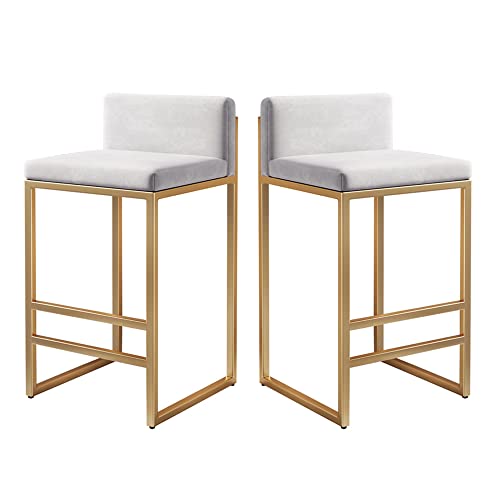 Barhocker 2er Set, Modern Gepolstert Barstuhl mit Rückenlehne und Fußstütze, Thekenhöhe Barhocker für Küche Insel Esszimmer Cafe von IPSU