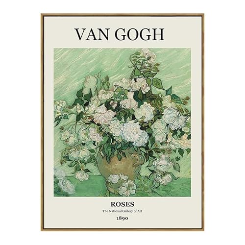 IPUDIS Van Gogh Rose Poster Van Gogh Leinwand Wandkunst Berühmtes Gemälde Van Gogh Drucke Blumen Bilder für modernes Wohnzimmer Dekor 50X70cm Kein Rahmen von IPUDIS