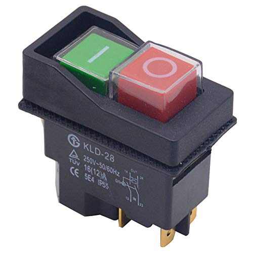 IPUDIS Wasserdichter elektromagnetischer Druckschalter KLD-28 KLD-28A Magnetischer Sicherheitsschalter for Aufschnittbohrsäge 220V 4 Pins 5Pin von IPUDIS