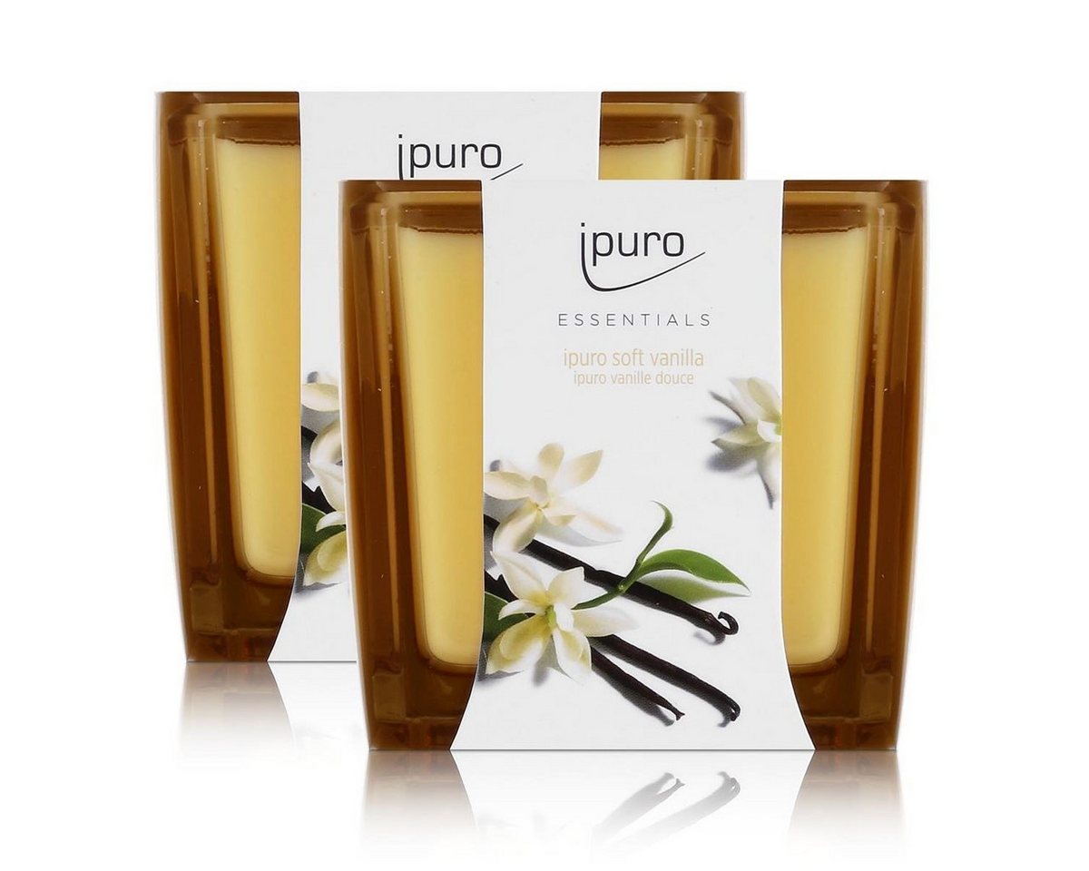 IPURO Duftkerze Essentials by Ipuro Duftkerze soft vanilla 125g - Raumduft (2er Pack) von IPURO