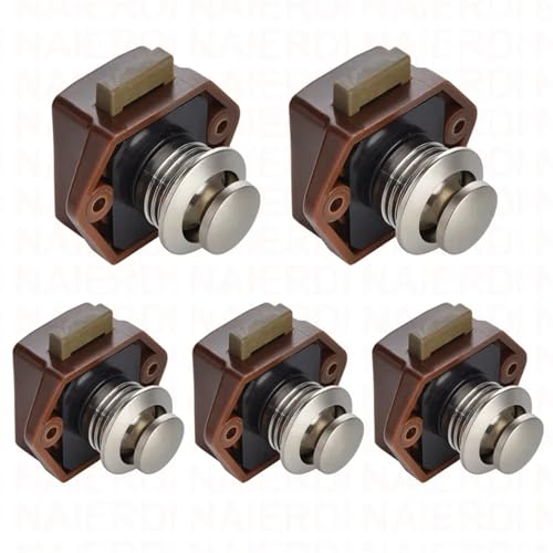 Camper Auto Push-Lock Motor Home Schrank Schublade Latch Taste Schlösser Möbel Hardware 1Pcs(Small Brown) von IPVXNNFW