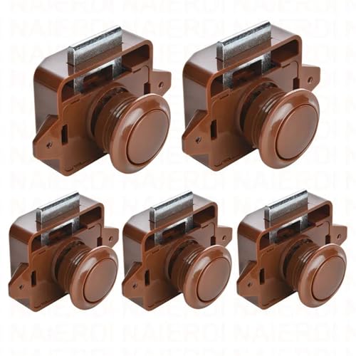 Camper Auto Push-Lock RV Caravan Boot Motor Home Schrank Schublade Latch Taste Schlösser 5Pcs(Big Brown) von IPVXNNFW