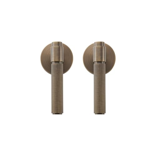 For 2-1/8" Messing Streifen Türschloss Gold Schwarz Antik Bronze Optional Runde Panel 1Pcs(Paired Handles-AB) von IPVXNNFW