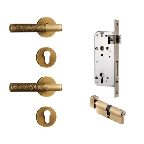 Messing Türschloss gehämmert Gold Gelb Bronze Innen Doppel Holz Hebel 1Pcs(BK-YB) von IPVXNNFW