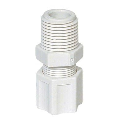 IPW Industries Inc - JACO (1044_KO) Außenanschlussverschraubung mit Hülsenmutter und integrierter Hülse – Kynar 1/4 Zoll NPT / 1/4 Zoll OD/kein Greifer (Niederdruck 50 PSI) von IPW Industries Inc
