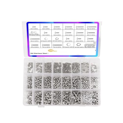 1080 Stück M2/M3/M4 Innensechskantschrauben und Unterlegscheiben aus Edelstahl 304 mit 3-teiligem Mutternschlüsselsatz(Button Head Hex) von IPZRKJRPF