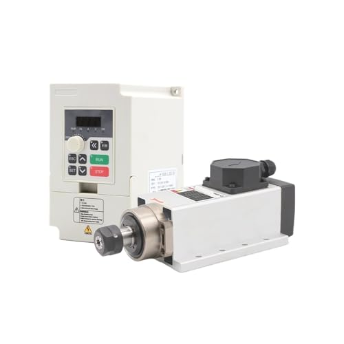 2,2 kW ER20 luftgekühlter Spindelsatz, 4 Lager, Präzision 0,01 mm, quadratisch, mit Flansch und 2,2 kW 220 V Wechselrichter/VFD(Ceramic Bearings,110v) von IPZRKJRPF