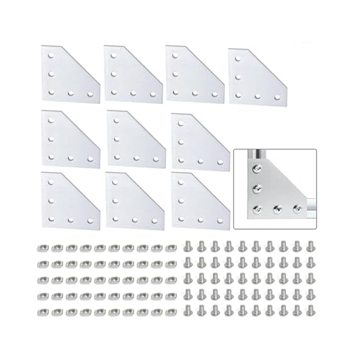 T-Nut-Verbindungsplatte vom L-Typ aus Aluminiumlegierung und M5x8-Sechskantschrauben und T-Muttern(10Pcs) von IPZRKJRPF