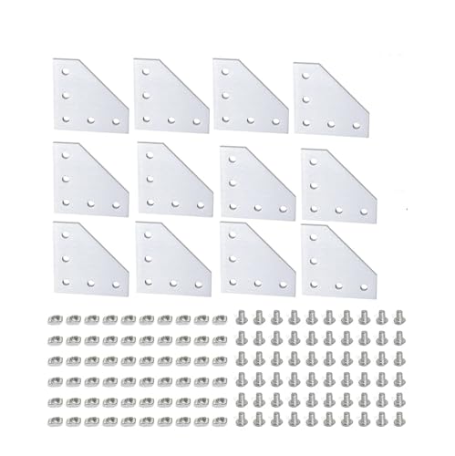 T-Nut-Verbindungsplatte vom L-Typ aus Aluminiumlegierung und M5x8-Sechskantschrauben und T-Muttern(12Pcs) von IPZRKJRPF