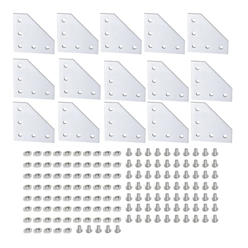 T-Nut-Verbindungsplatte vom L-Typ aus Aluminiumlegierung und M5x8-Sechskantschrauben und T-Muttern(15Pcs) von IPZRKJRPF