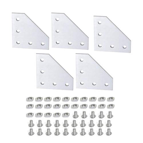 T-Nut-Verbindungsplatte vom L-Typ aus Aluminiumlegierung und M5x8-Sechskantschrauben und T-Muttern(5Pcs) von IPZRKJRPF