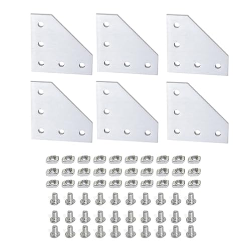 T-Nut-Verbindungsplatte vom L-Typ aus Aluminiumlegierung und M5x8-Sechskantschrauben und T-Muttern(6 pcs) von IPZRKJRPF