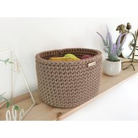 Gehäkelter Oval Korb Taupe Polyester Seil, Zuhause Organisation von IPnertuvele