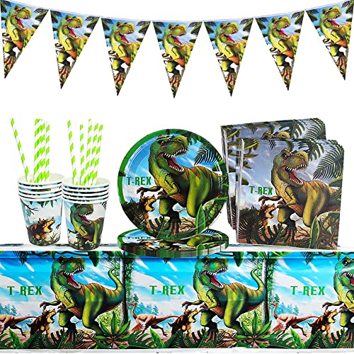 51 Stück Dinosaurier geschirr, Geschirr dinosaurier kinder, Dinosaurie Party Dekoration Geburtstag Party Supplies Set, Dinosaurier Party Teller,Dinosaurier Pappteller Set,Dino Deko Geburtstag Teller 1 von IQEPXTGO