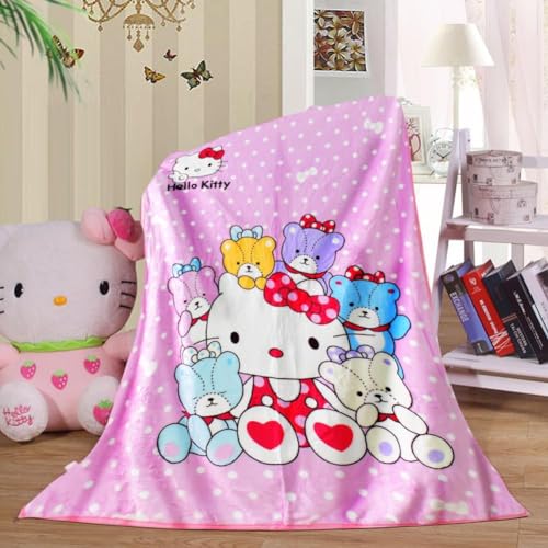 IQEPXTGO Decke mit Cartoon Hellokitty Druck, Plüsch Fleecedecke für Jungen, Mädchen, Baby, Flannel Fleece Weich und Warm Kuscheldecke Überwurf Decke, Fleece Decke Rosa, Warme Weiche 100 X 140 cm(B) von IQEPXTGO