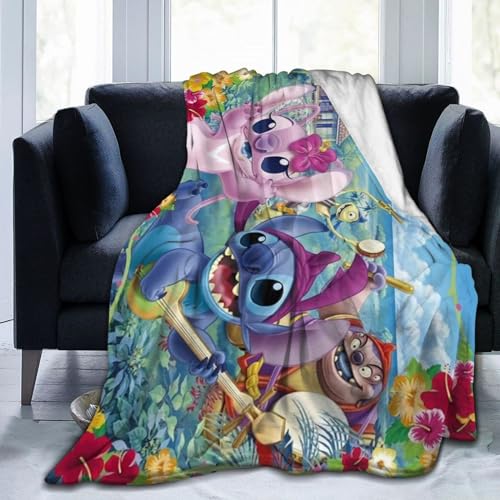 IQEPXTGO Decke mit Cartoon Sti-tch Druck, Plüsch Fleecedecke für Jungen, Mädchen, Baby, Flannel Fleece Weich und Warm Kuscheldecke Überwurf Decke, Fleece Decke Rosa, Warme Weiche 100 x 150 cm(B) von IQEPXTGO