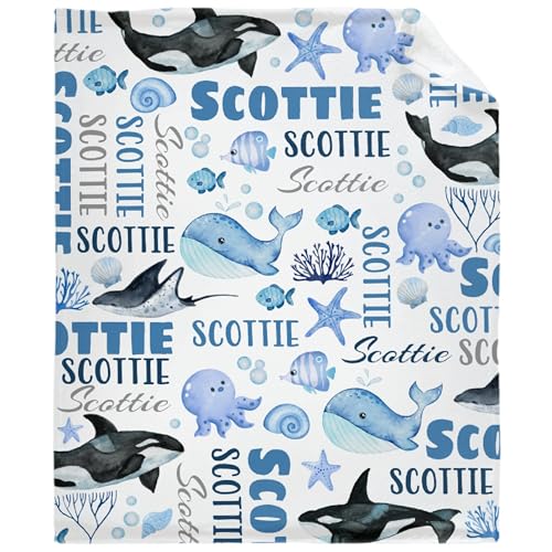 IQOPPEDR Decke mit Babynamen, Motiv: Ozeane, personalisierbar, weich, gemütlich, Flanelldecken für Geburtstag, Bettwäsche, Couch, Bett, 101,6 x 127 cm, für Kinder/Kinder IQOPPEDR Decke mit Babynamen, Motiv: Ozeane, personalisierbar, weich, gemütlich, Flanelldecken für Geburtstag, Bettwäsche, Couch, Bett, 101,6 x 127 cm, für Kinder/Kinder von IQOPPEDR