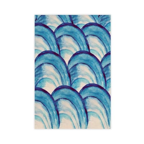IQTFHGB Leinwandposter im Retro-Aquarell-Design, Motiv: blaue Muschel, Schlafzimmer, Dekoration, Landschaft, Büro, Raumdekoration, Geschenk, 50 x 75 cm IQTFHGB Leinwandposter im Retro-Aquarell-Design, Motiv: blaue Muschel, Schlafzimmer, Dekoration, Landschaft, Büro, Raumdekoration, Geschenk, 50 x 75 cm von IQTFHGB
