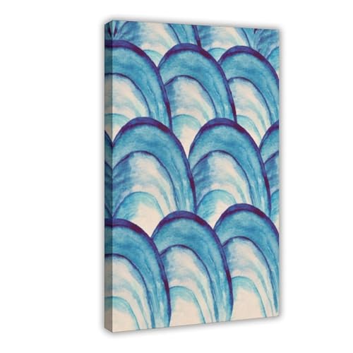IQTFHGB Leinwandposter im Retro-Aquarell-Design, Motiv: blaue Muschel, Schlafzimmer, Dekoration, Landschaft, Büro, Raumdekoration, Geschenk, 60 x 90 cm IQTFHGB Leinwandposter im Retro-Aquarell-Design, Motiv: blaue Muschel, Schlafzimmer, Dekoration, Landschaft, Büro, Raumdekoration, Geschenk, 60 x 90 cm von IQTFHGB