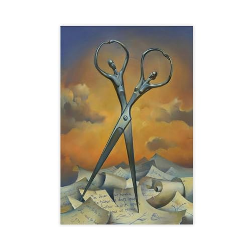 IQTFHGB Surreale Schere - Traumhafte Kunstleinwandposter Schlafzimmer Dekor Landschaft Büro Zimmer Dekor Geschenk 60 x 90 cm von IQTFHGB