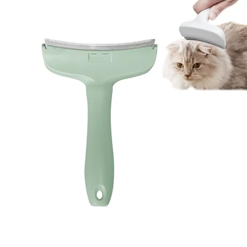 IRCKONCI V-Zahn-Enthaarungskamm, Tierhaarentfernungsbürste, Haustier-Enthaarungswerkzeug Mit Gebogener Klinge, for Hunde Und Katzen, Enthaarungswerkzeug Mit Engen V-förmigen Zähnen(Green) von IRCKONCI