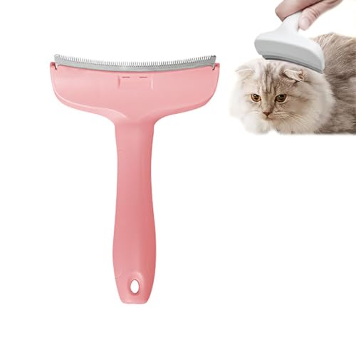 IRCKONCI V-Zahn-Enthaarungskamm, Tierhaarentfernungsbürste, Haustier-Enthaarungswerkzeug Mit Gebogener Klinge, for Hunde Und Katzen, Enthaarungswerkzeug Mit Engen V-förmigen Zähnen(Pink) von IRCKONCI