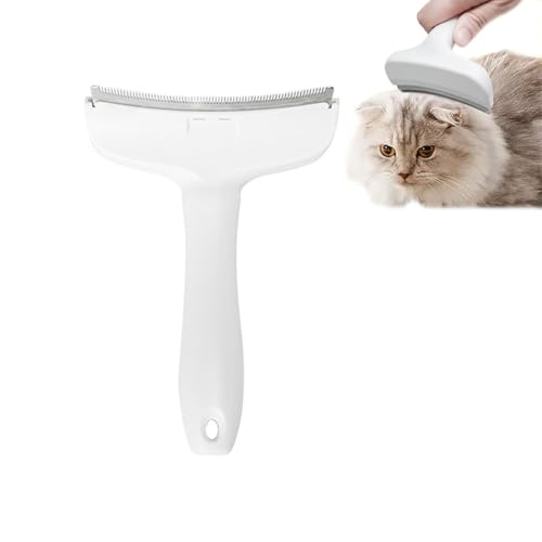 IRCKONCI V-Zahn-Enthaarungskamm, Tierhaarentfernungsbürste, Haustier-Enthaarungswerkzeug Mit Gebogener Klinge, for Hunde Und Katzen, Enthaarungswerkzeug Mit Engen V-förmigen Zähnen(White) von IRCKONCI