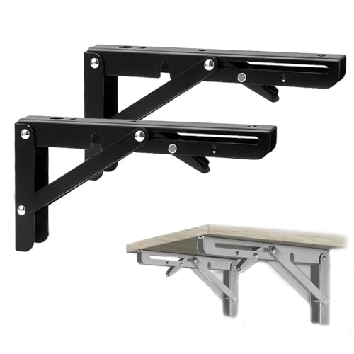 Klappbare Regalhalterungen, 2 Stück Hochleistungs-Regalhalterungen, Wandmontierte Dreieck-Regalhalterungen, for Zuhause, Küche, Büro, Grill, Garage, Wohnmobil(14in) von IRCKONCI