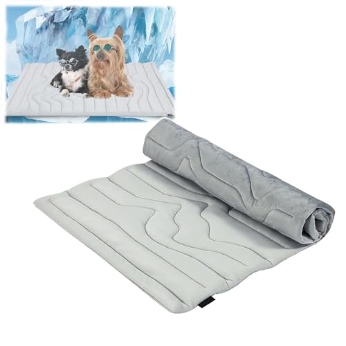 Kühlkissen for Haustiere, Sanftes, Verschleißfestes Eiskissen for Haustiere, Doppelseitige Kühlmatte, for Autositze Auf Dem Boden Und Kisten Im Innen- Und Außenbereich(M) von IRCKONCI