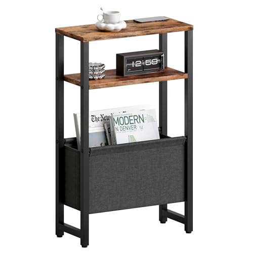 IRCPEN Schmaler Beistelltisch, schmaler Beistelltisch mit Zeitschriftenständer, rustikales Braun LET503R von IRCPEN