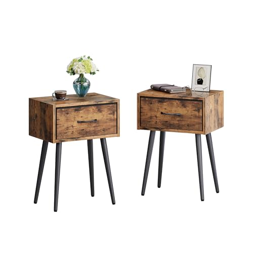 Rustikale braune Nachttische 2er Set, Kleiner Beistelltisch, Moderner Nachttisch mit Schublade LNT504R Rustikale braune Nachttische 2er Set, Kleiner Beistelltisch, Moderner Nachttisch mit Schublade LNT504R von IRCPEN