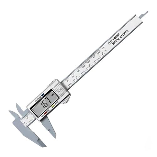 Elektronische digitale Messschieber, 0–150 mm, Kohlefaser-Zifferblatt, Messschieber, Mikrometer, Messwerkzeug, digitales Lineal(No battery Silvery) von IRFHDCX
