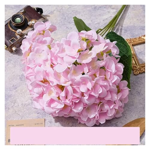 IRGVJIFR Hortensien Kunstblumen 5 Köpfe Künstliche Hortensien Wohnkultur Seide Hochzeit Brautstrauß Simulierte Hochzeit Blumenarrangement Dekorative Gefälschte Blumen(Pink) von IRGVJIFR