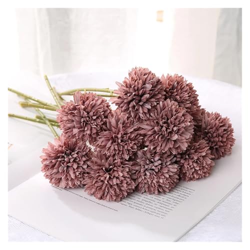 IRGVJIFR Hortensien Kunstblumen 5 Stücke Hortensien Künstliche Blumen Blumenstrauß for Home Schlafzimmer Dekor Hochzeitsdekoration Handwerk Vasen Blumenarrangement Zubehör(Coffee) von IRGVJIFR