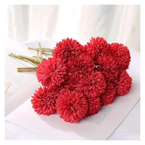 IRGVJIFR Hortensien Kunstblumen 5 Stücke Hortensien Künstliche Blumen Blumenstrauß for Home Schlafzimmer Dekor Hochzeitsdekoration Handwerk Vasen Blumenarrangement Zubehör(Red) von IRGVJIFR