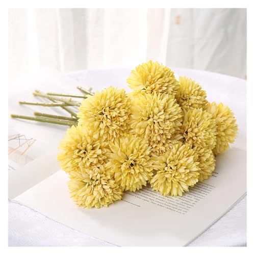 IRGVJIFR Hortensien Kunstblumen 5 Stücke Hortensien Künstliche Blumen Blumenstrauß for Home Schlafzimmer Dekor Hochzeitsdekoration Handwerk Vasen Blumenarrangement Zubehör(Yellow) von IRGVJIFR