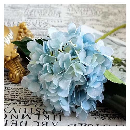 IRGVJIFR Hortensien Kunstblumen Künstliche Blumen Günstige Seide Hortensien Brautstrauß Hochzeit Home Neujahr Dekoration Zubehör for Vase Pflanzen Arrangement(Blue) von IRGVJIFR
