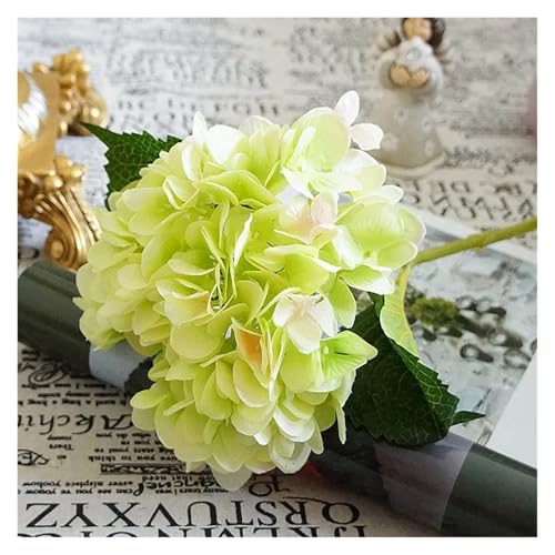 IRGVJIFR Hortensien Kunstblumen Künstliche Blumen Günstige Seide Hortensien Brautstrauß Hochzeit Home Neujahr Dekoration Zubehör for Vase Pflanzen Arrangement(Green) von IRGVJIFR
