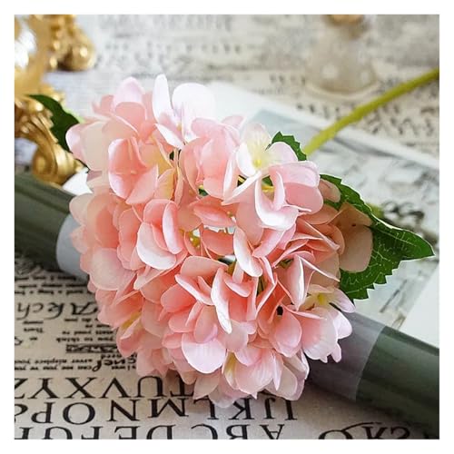 IRGVJIFR Hortensien Kunstblumen Künstliche Blumen Günstige Seide Hortensien Brautstrauß Hochzeit Home Neujahr Dekoration Zubehör for Vase Pflanzen Arrangement(Pink) von IRGVJIFR
