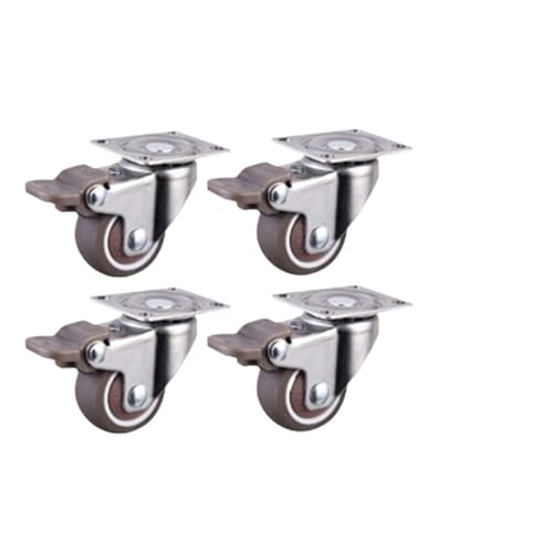 Möbelrollen Möbelrollen Räder 4 stücke Weiche Gummi Lenkrolle Silber Roller Rad for Plattform Trolley Stuhl Haushalts Accessori(Color-01,2.0 inch) von IRGVJIFR