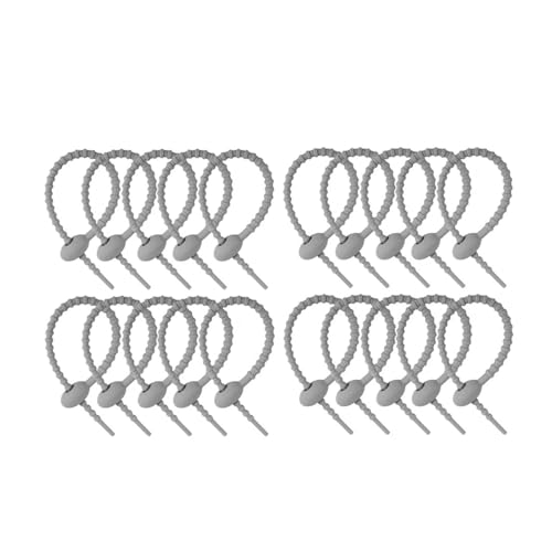 Silikon Kabelbinder Selbstsichernder Kabelbinder aus Silikon, wiederverwendbarer Schlaufenschutz, ordentlicher Organizer, Drahtbänder, for Befestigen von Kabeln, Lebensmittelbeutelbündeln(20PCS Gray) von IRGVJIFR