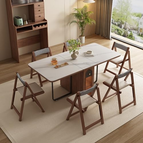 IRHIGBGX Klapptisch Essgruppen Küche, Esstisch Klein Klappbar, Mobiler Küchentisch mit Rädern, Esszimmertisch mit 1 Schublade & Ablagen, Klappbarer Esstisch Holz, Küchentisch Ausziehbar(Wit) von IRHIGBGX