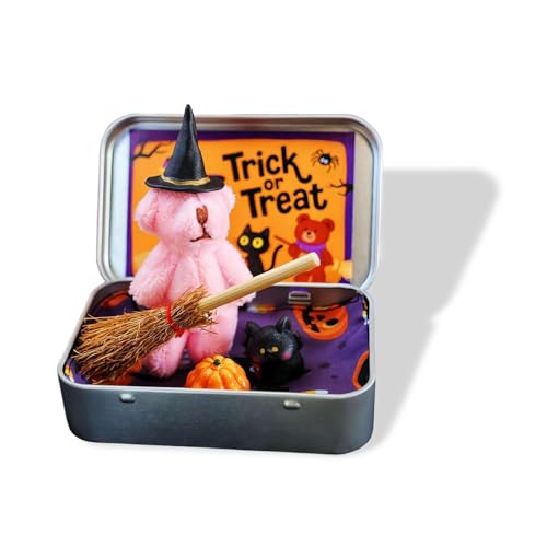 IRILXGAY Schachtel Bär, Halloween Stoff BäR Spielzeug, Kürbis Und Katze Dekoration In Der Box, Lustige Desktop-Accessoires, Festliche AtmosphäRe Hinzufügen, üBerraschung Geschenkbox von IRILXGAY