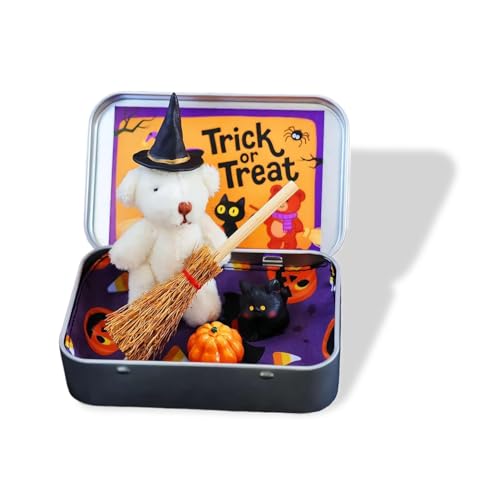 IRILXGAY Schachtel Bär, Halloween Stoff BäR Spielzeug, Kürbis Und Katze Dekoration In Der Box, Lustige Desktop-Accessoires, Festliche AtmosphäRe Hinzufügen, üBerraschung Geschenkbox von IRILXGAY